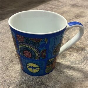 Colorful Ceramic Mug with Blue and White Design
